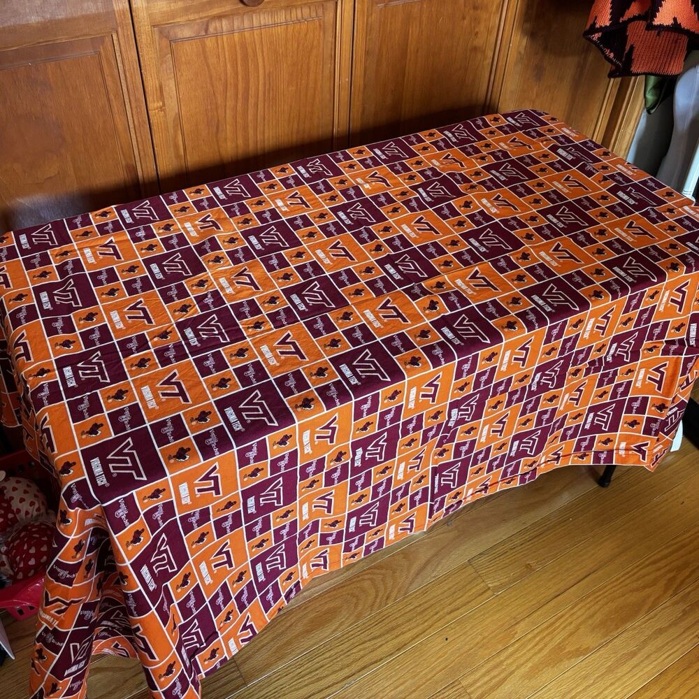 Virginia Tech VT Hokies Fabric Tablecloth Handmade Tailgate Party